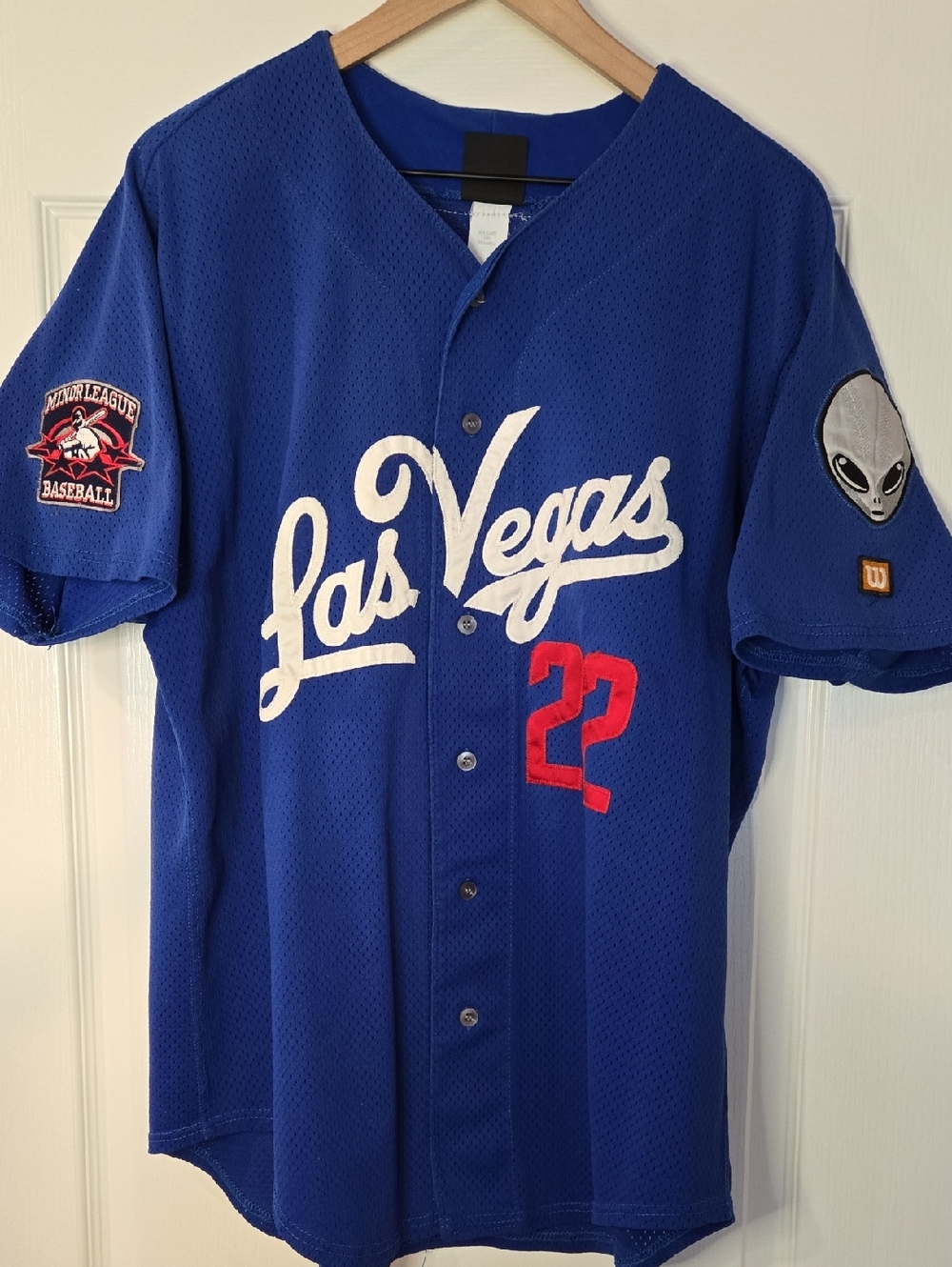 Vintage Wilson Las Vegas 51s Alien Patch Baseball Jersey Size 46 Made In USA